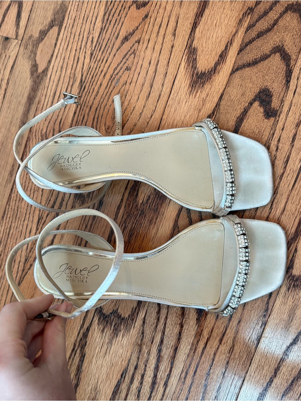 Jewel Badgley Mischka Satin Ankle-Strap Heels